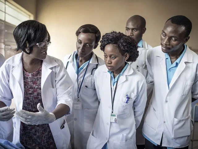 Students and a lecturer in the School of Nursing Sciences