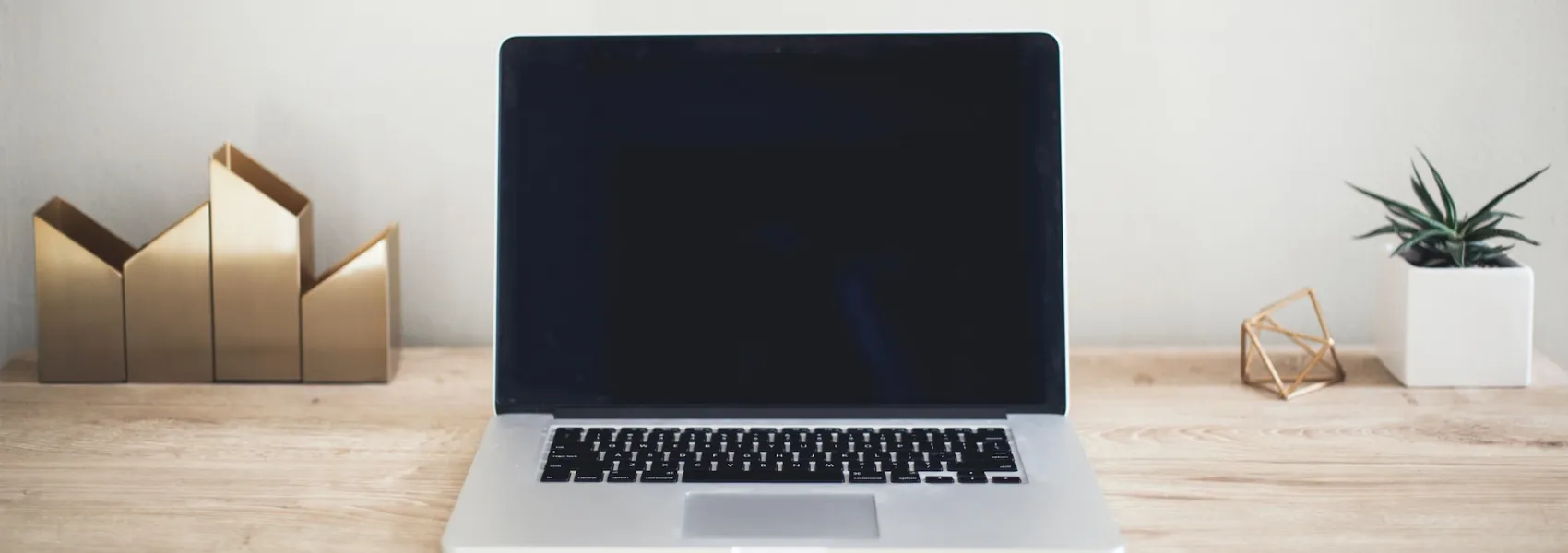 A macbook on a desk